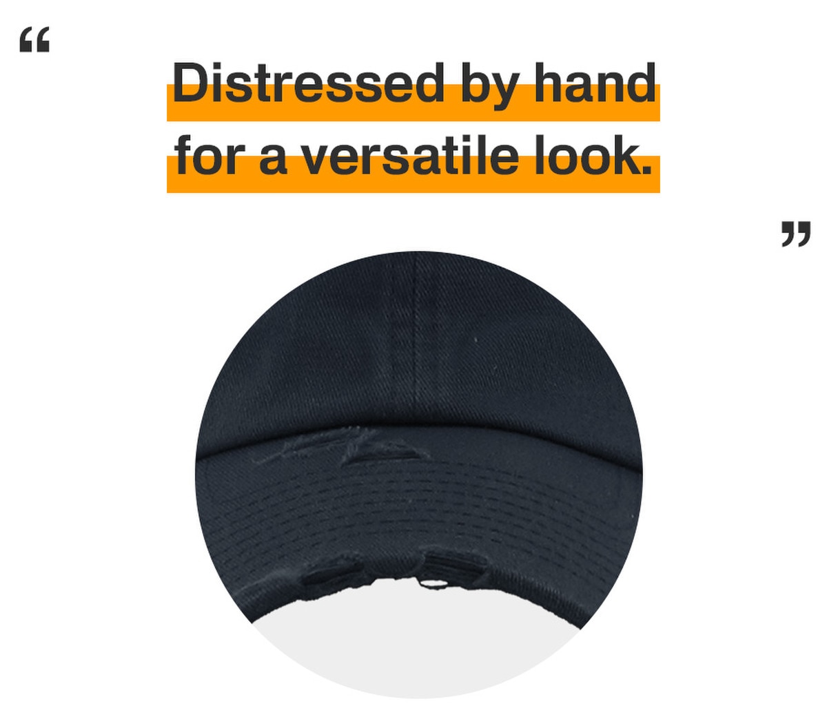 Navy Blue Distressed Vintage Baseball Cap Front View